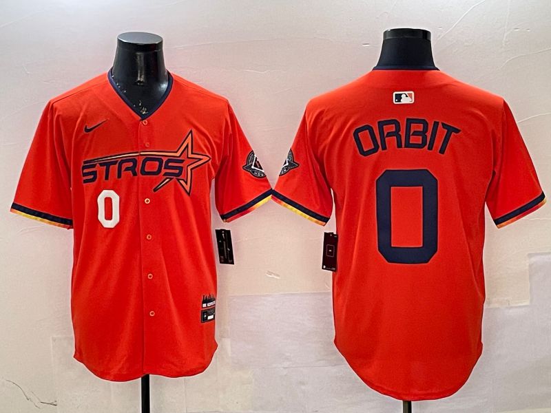Men Houston Astros #0 Orbit Orange Three generations Joint Name 2025 Nike MLB Jersey style 8->houston astros->MLB Jersey